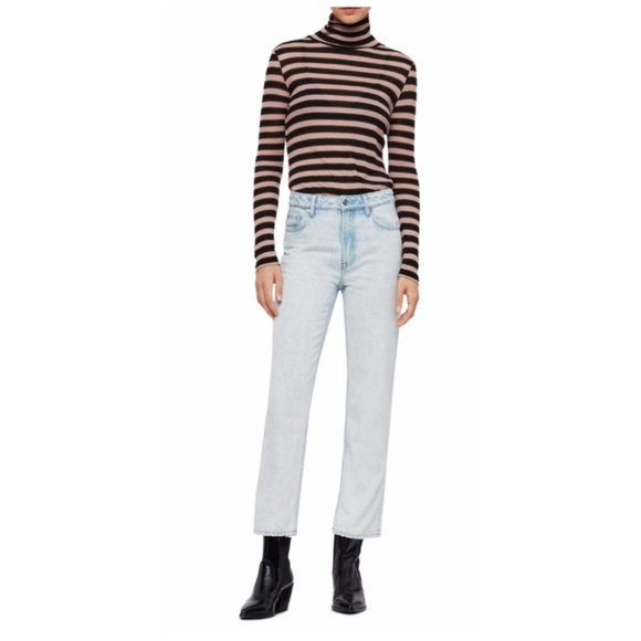 All Saints Tops - Allsaints Esme Shimmer Striped Turtleneck Top